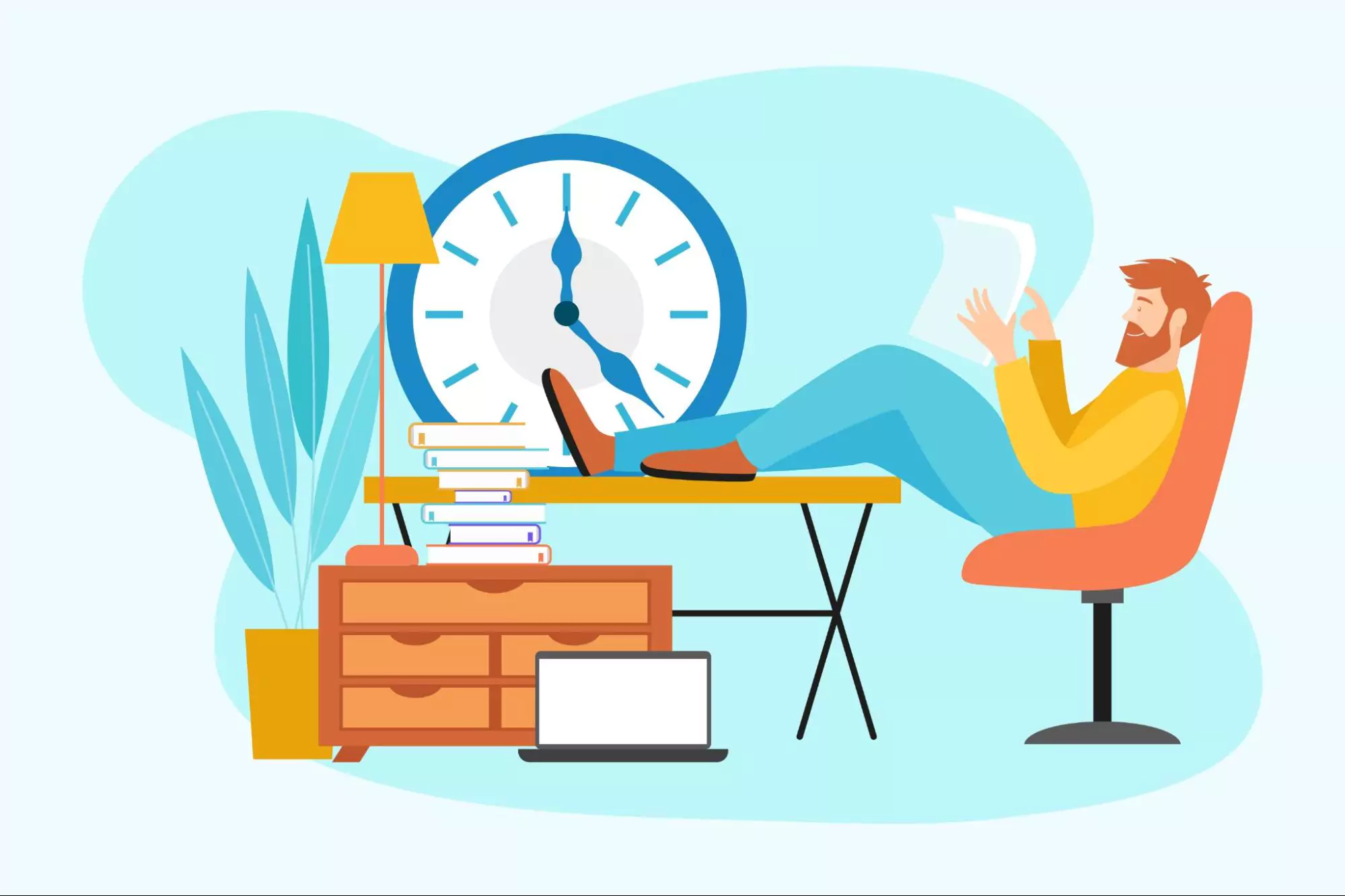 Illustration of an entrepreneur enjoying his work-life balance.